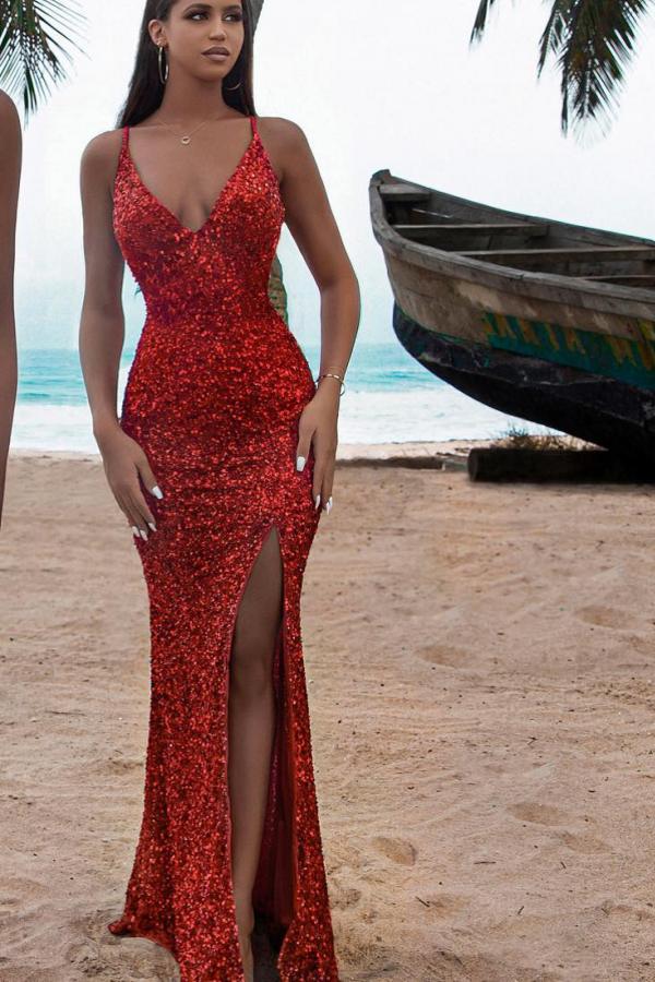 Red Sequins High Low Gown – yourpersonalstylistuk